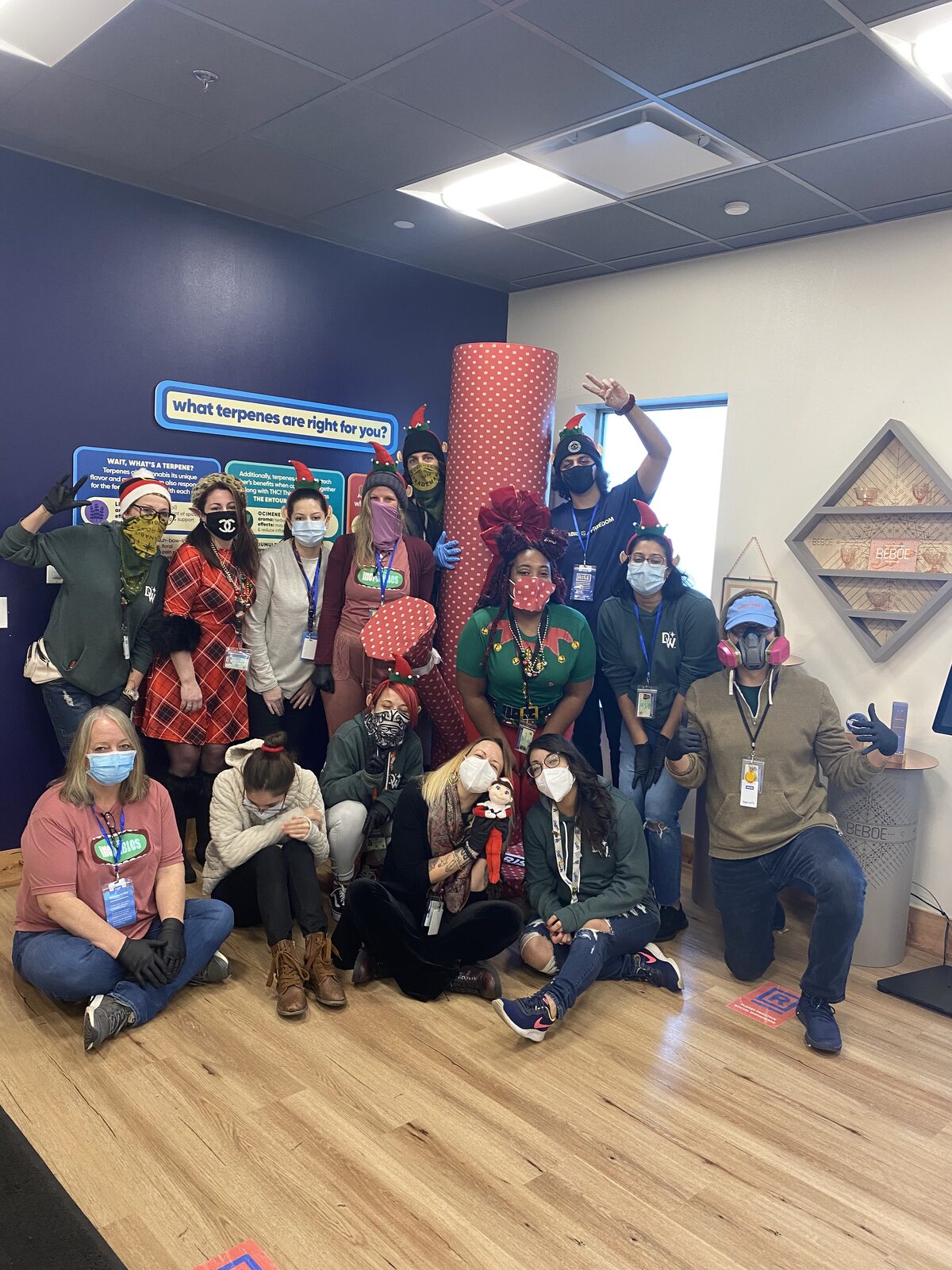 A group gathered at a cannabis brand and product education event